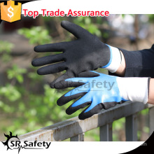 SRSAFETY 13g white nylon two times dip nitrile gloves sandy finish work gloves new style